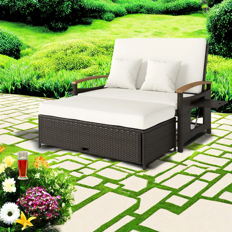 Canapés de patio multifonctionnels avec structure en acier, design beige moderne pour la détente en plein air