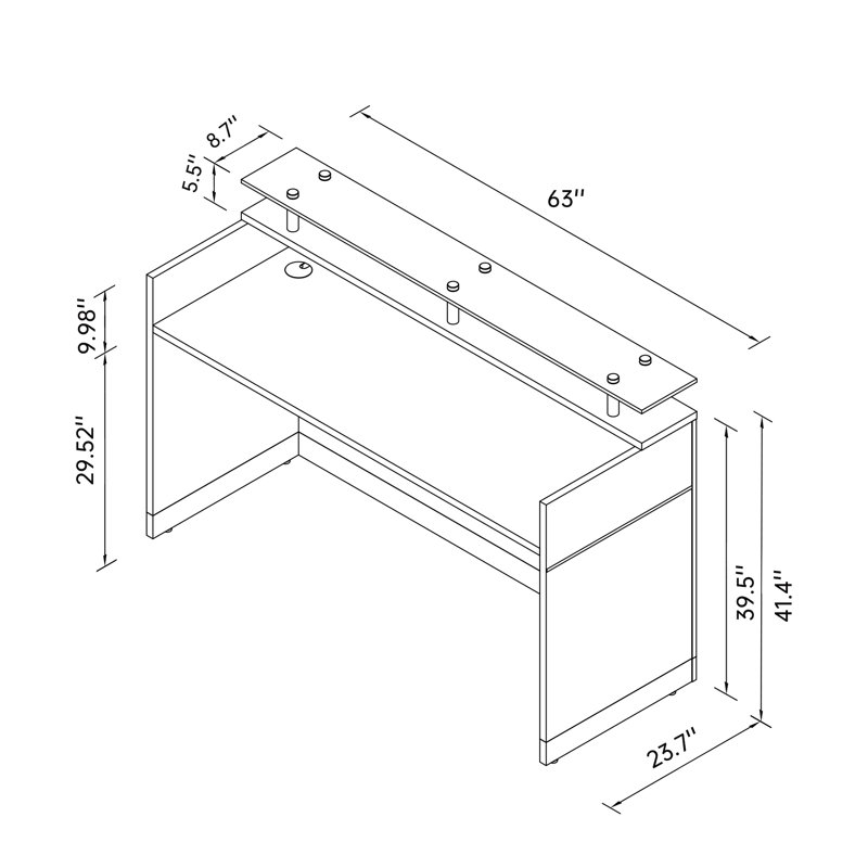 Karstens 2 Person Rectangle Glass Reception Desk