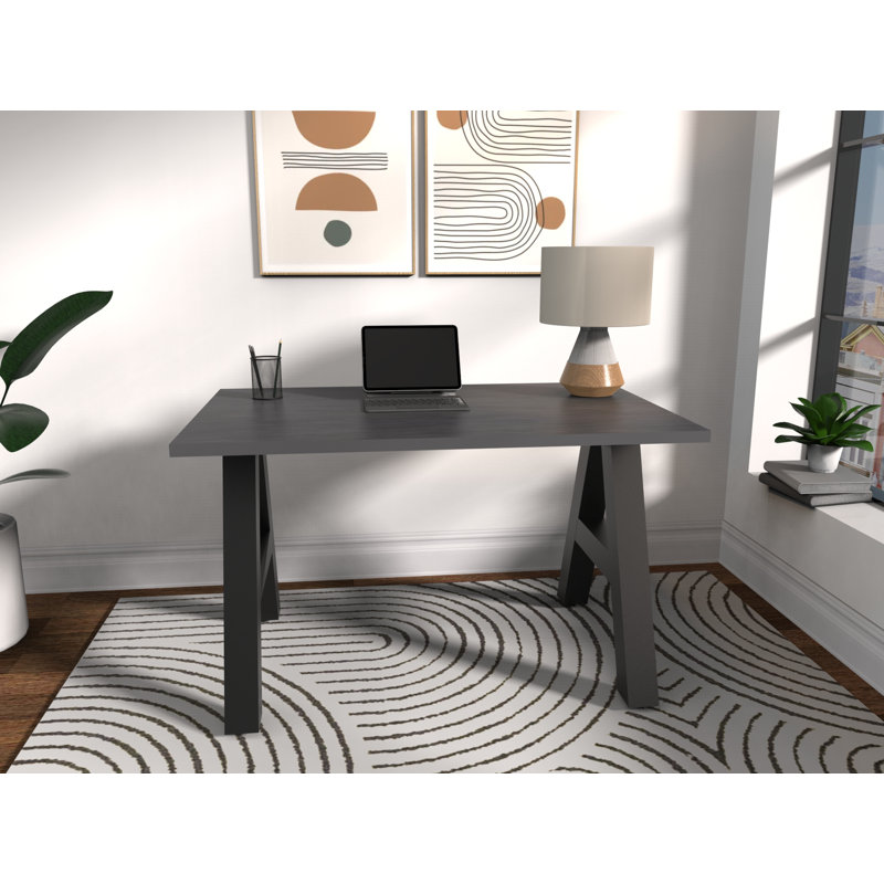 Serenity Modern A-Frame Executive Writing Office Desk, 48x30, Charcoal Strand Top, 30" H x 48" W x 30" D, Charcoal Strand