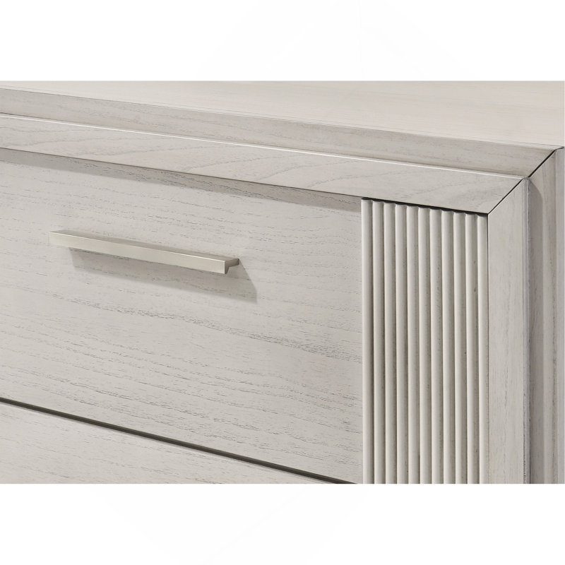 Table de chevet contemporaine à 2 tiroirs 1Pc, Blanc antique