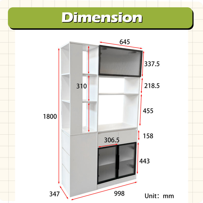 70.87"H Tall Storage Cabinet With Multi-Functional Storage Spac