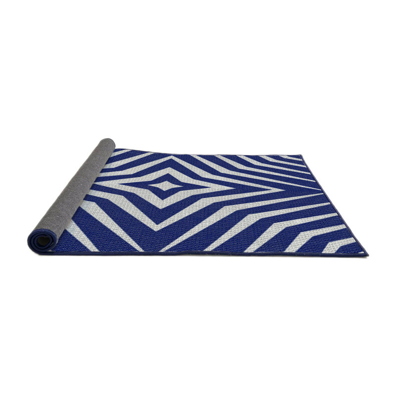 Tapis bleu/blanc à motifs Ulrike, Rond 6 pi