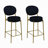 Velvet Upholstered Bar Stools Round  Set of 2 -1661711603