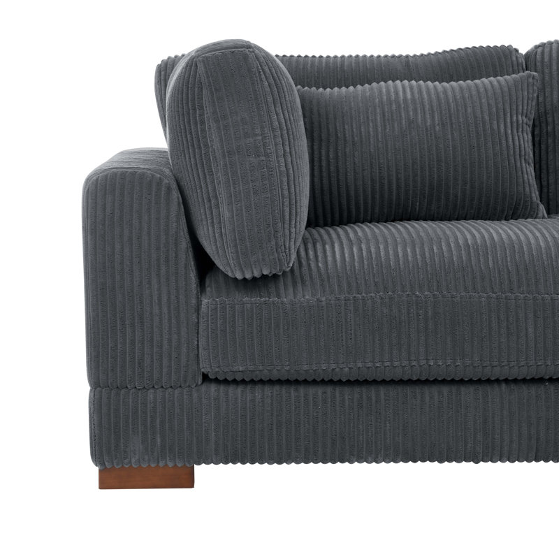 Catiria 137'' Corduroy Sofa, Grey