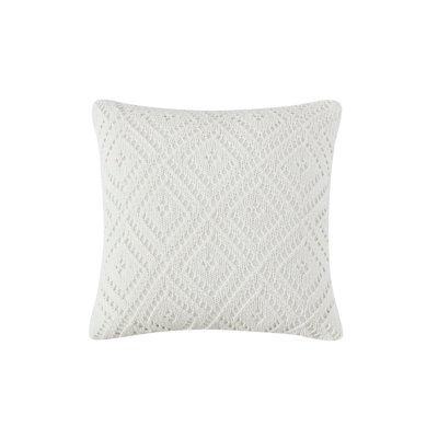 Peri Home Crochet Diamond 20In X 20In Decorative Pillow Ivory