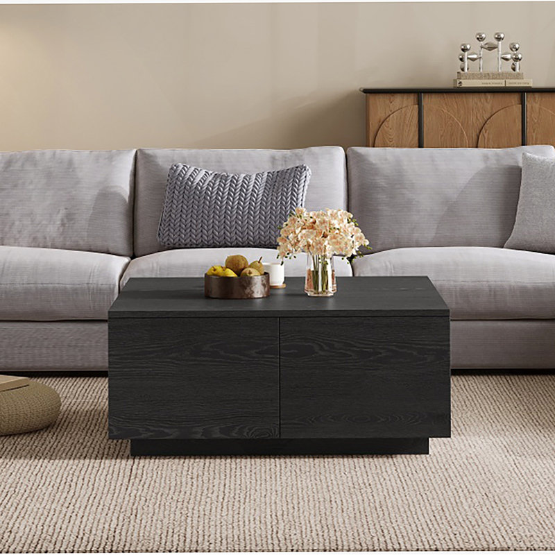 Table basse 33,25 "carrée avec 4 tiroirs, Noir