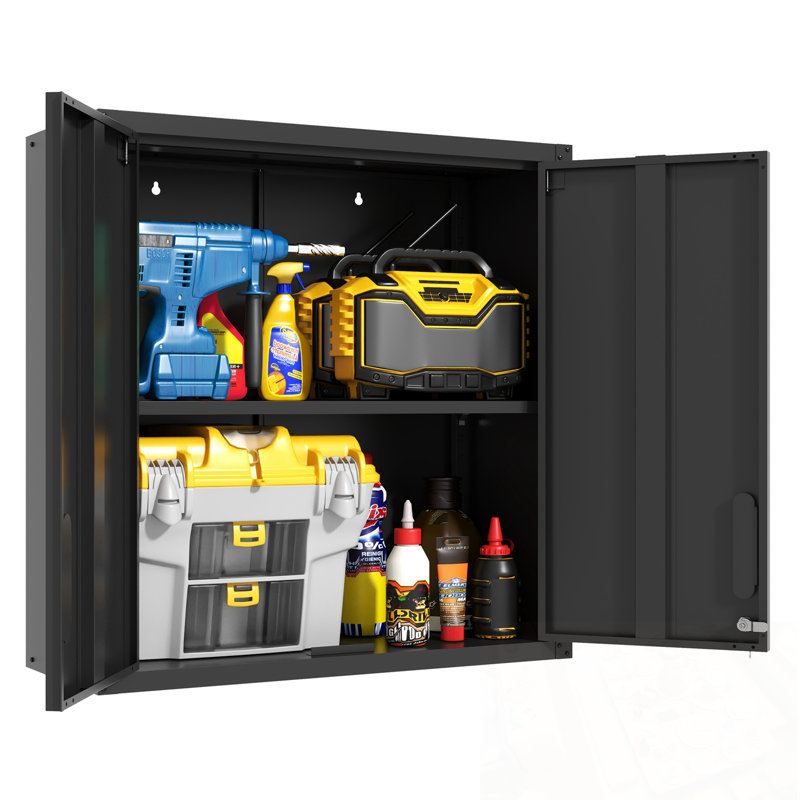 Armoire de rangement murale en métal avec 2 portes verrouillables et 1 tablette réglable