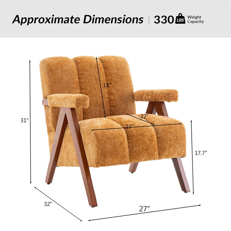 Mid Century Modern Armchair With Channel Tufted(Set Of 2), Camel