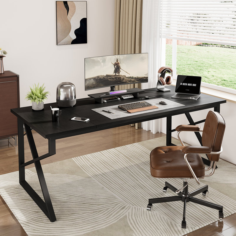 Bureau à la maison de 70,9 pouces, bureau de direction à usage industriel lourd, Black
