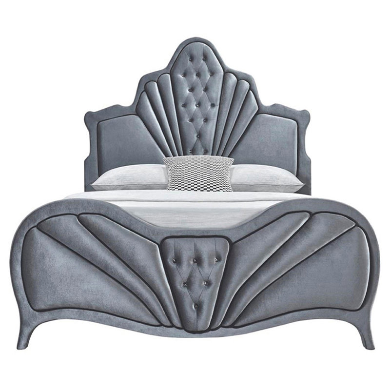 Ralston Upholstered Tufted Queen Platform Bed, Gray