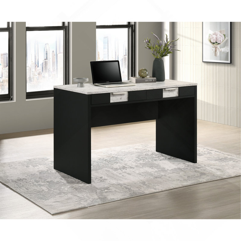 1pc Modern Desk, White/Black