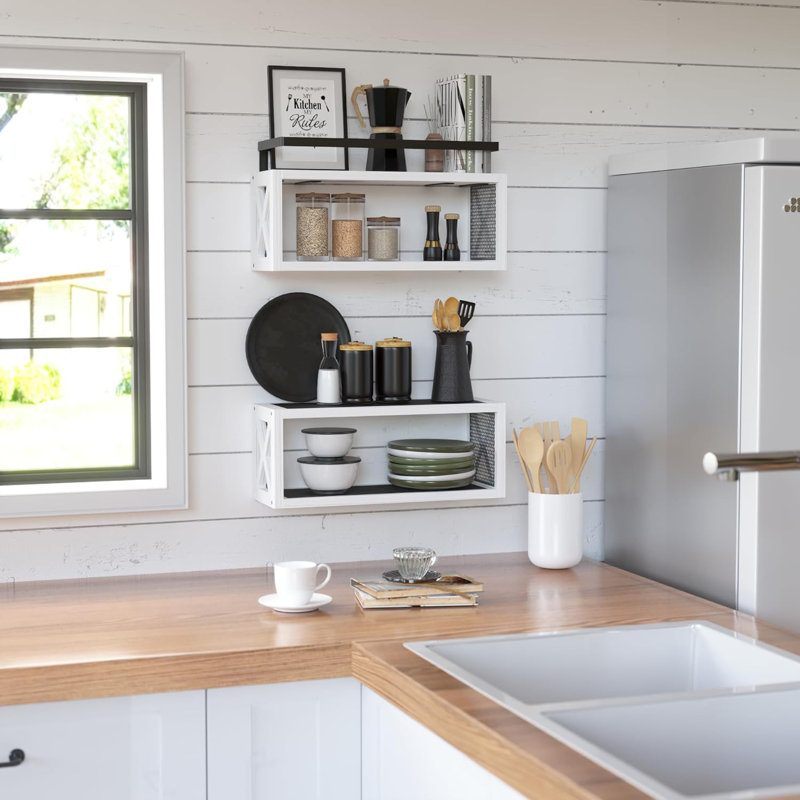 Solid Wood Floating Shelf, White