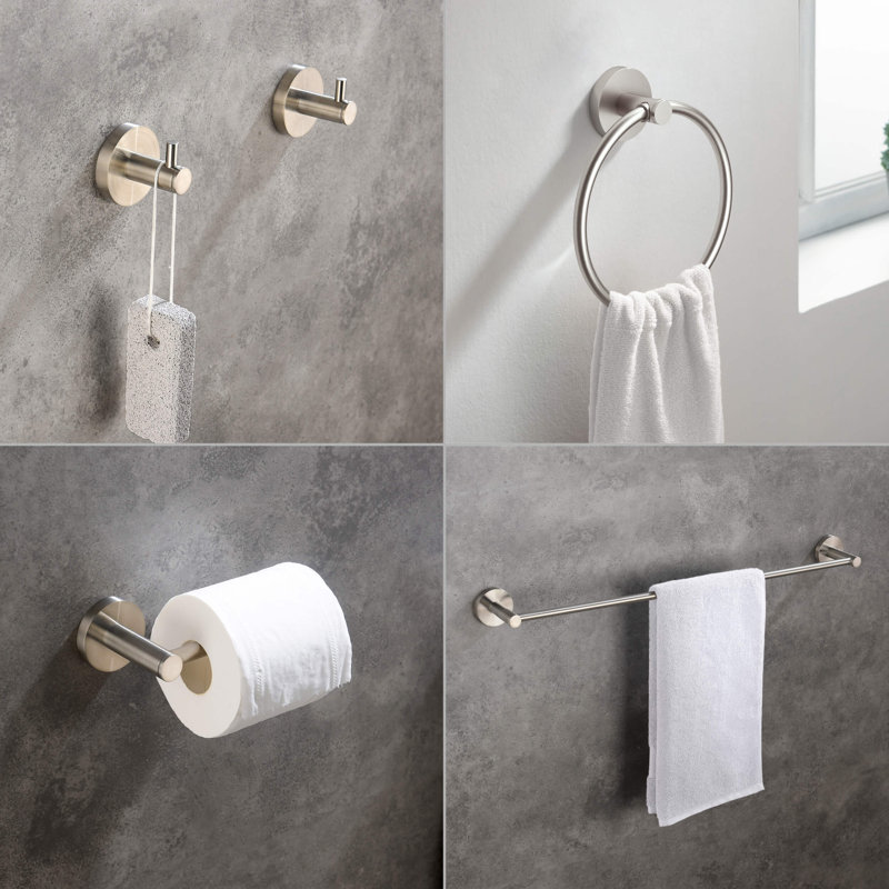 Circular 5 - Piece Bathroom Hardware Set, Brushed Nickel
