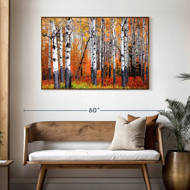 Forêt de trembles de Banff, 46 po x 31 po, Cadre flottant doré