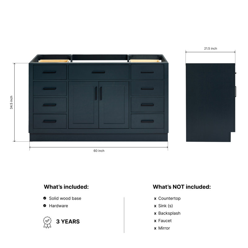60" Single Sink Bathroom Vanity, Midnight Blue