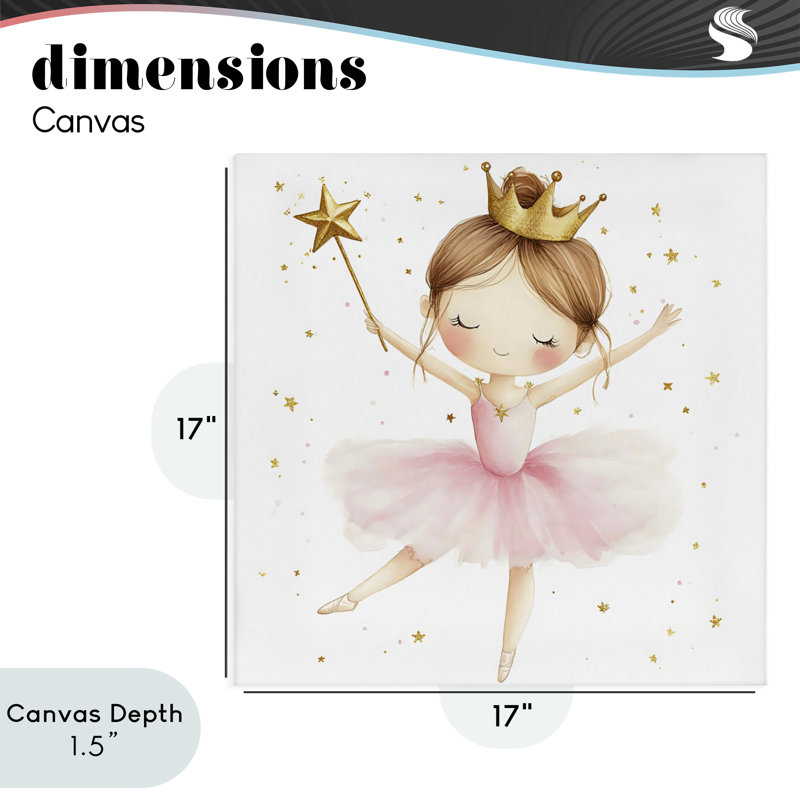 Cute Ballerina with Crown Canvas, design by Creative Studio, 17" H x 17" W