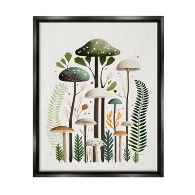 Bb-050-Floater Whimsical Green Mushroom, impression sur toile par Petals Prints Design