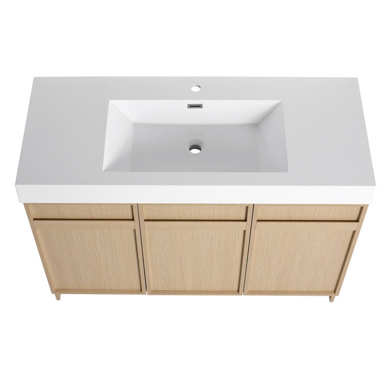 Meuble-lavabo autoportant avec lavabo en résine