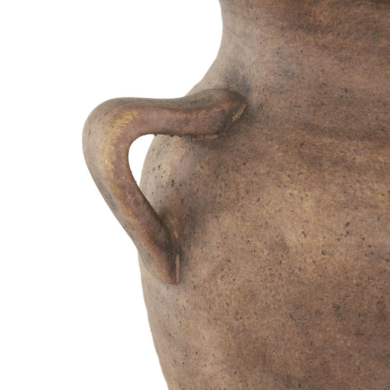Birch Lane™ Daily Ceramic Antique Style Textured Vase With Shadings And Handles, Brown