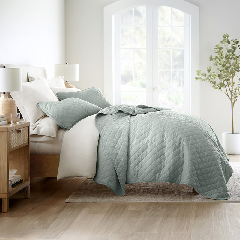 Ensemble de courtepointe Becky Cameron, Eucalyptus, Courtepointe pour grand lit + 2 taies décoratives