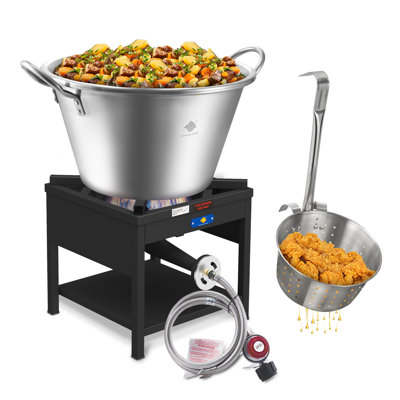 Réchaud à friture en acier inoxydable 41qt, brûleur au propane 240 000bbu, 41 pte