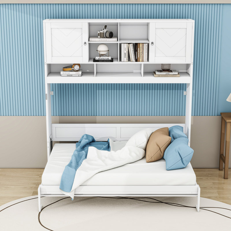 Grand lit escamotable avec espace de rangement