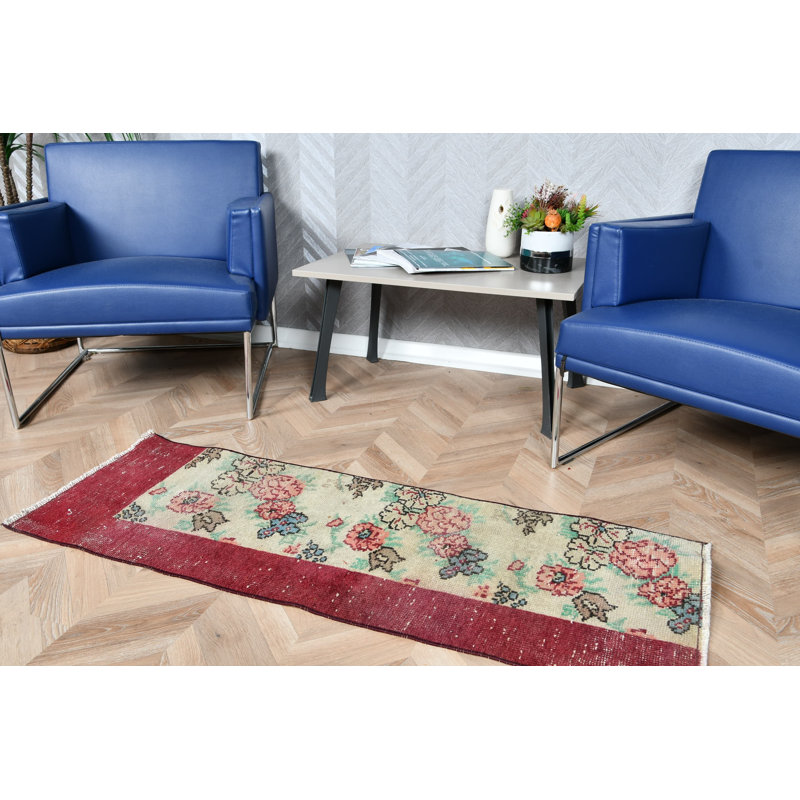Handmade Vintage Turkish Runner With Floral Pattern Ideal As Colorful Hallway Decor And A Perfect Gift For Home Decor Enthusiasts