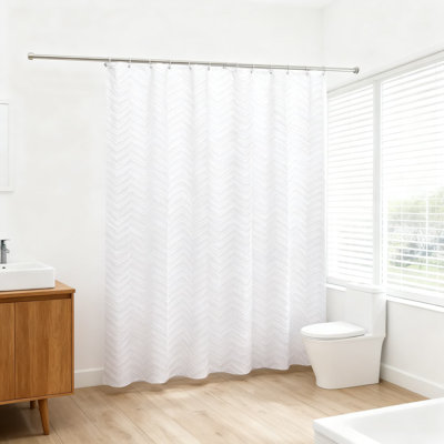 Rideau de douche doux à chevrons en tissu doux avec œillets, décor de salle de bain de style campagne moderne, polyester lavable à la machine