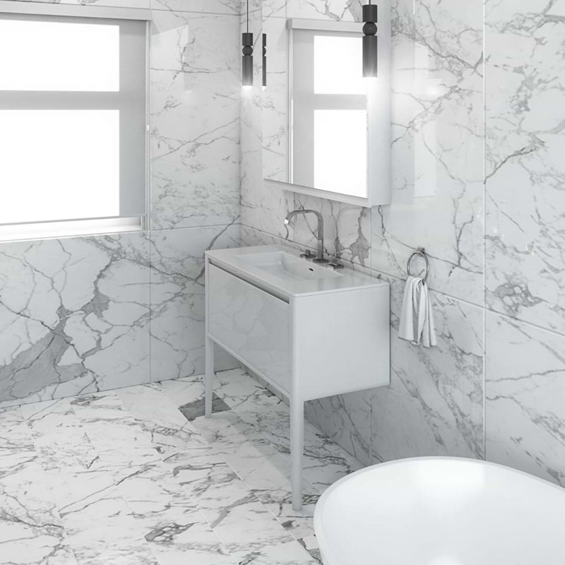 Luxe 30" Gloss Vanity With Counter, White