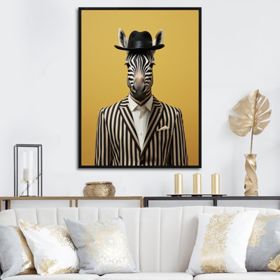 Chic Zebra suit - Art mural animal zèbre
