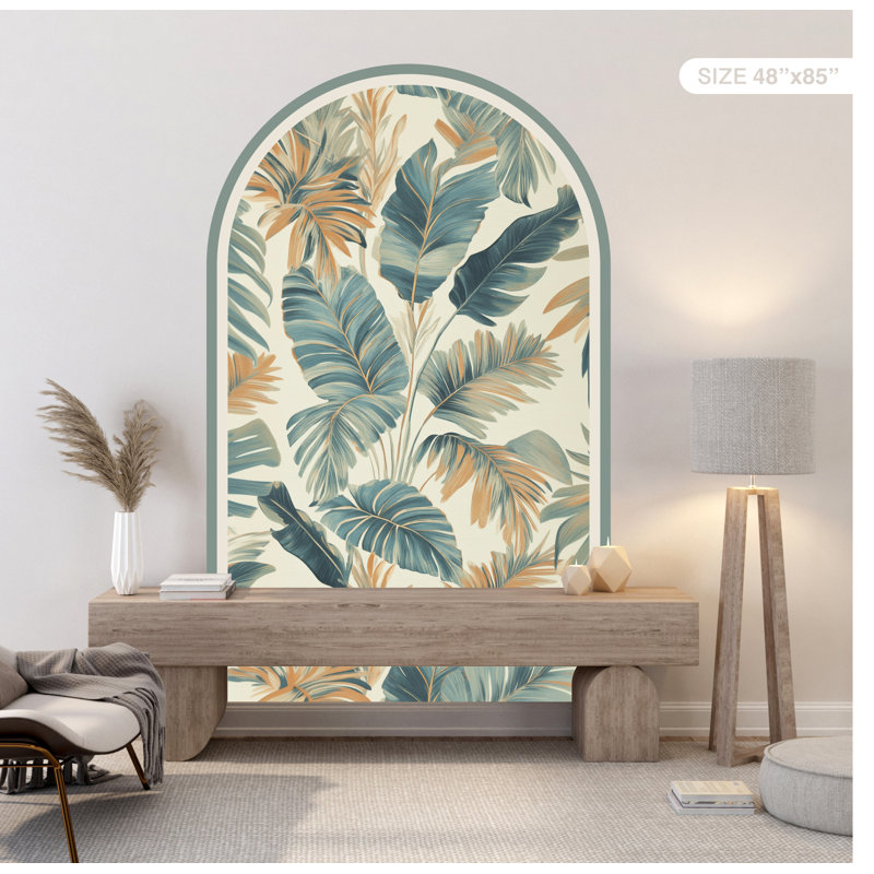 Adhésif décoratif mural non-pelucheux à feuilles tropicales, H 71 po x l 40 po