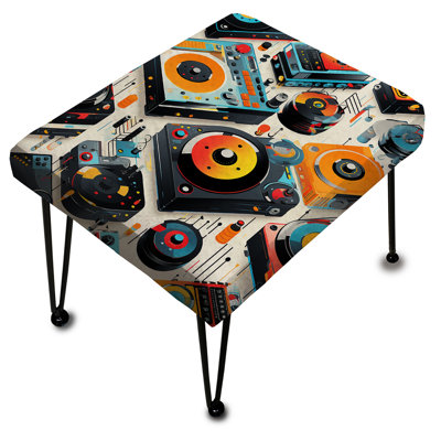 Turntables Boom Boxes Spots - Pop Art Rectangle Ottoman