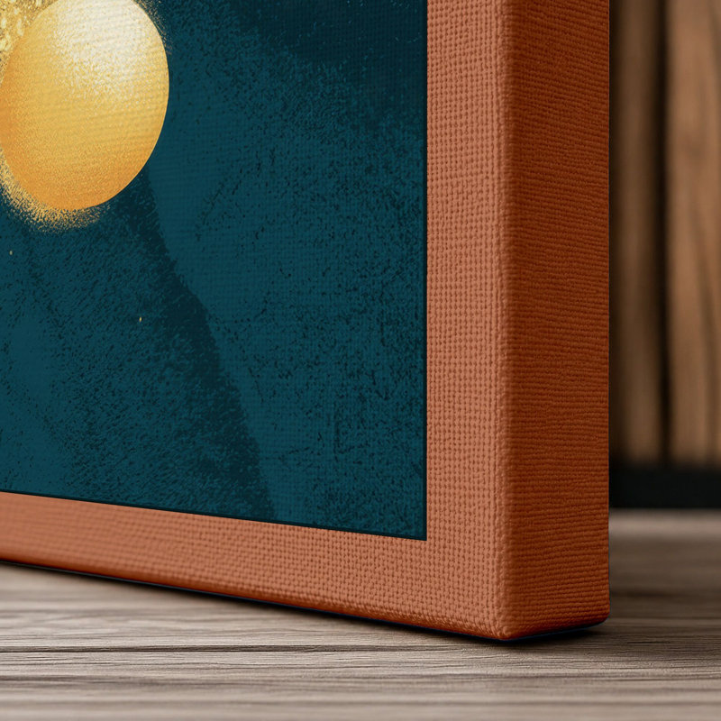 Sphere in Descent Modern 1 Piece Wrapped Canvas Wall Art, 18x12 - 45.7 x 30.5 cm, Terracotta Border