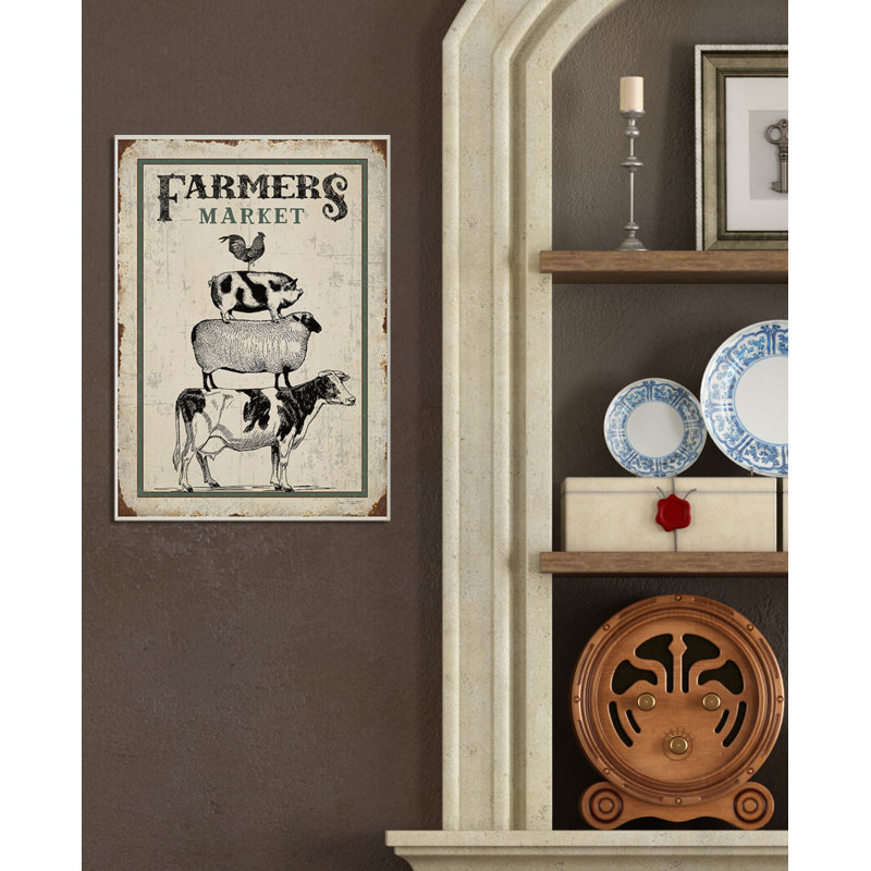 «Farmers Market», reproduction, Plaque murale, H 18,5 po x l 12,5 po x P 0,5 po