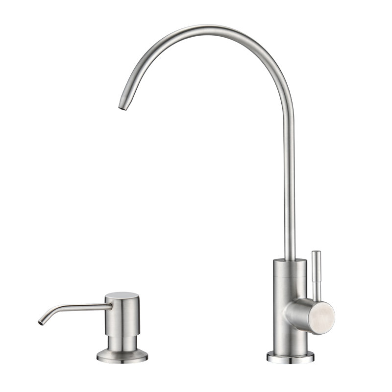 Robinet de purificateur d'eau de cuisine avec distributeur de savon, Brushed Nickel