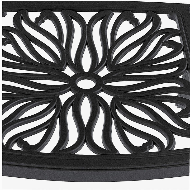 Chaise de patio en fonte d'aluminium 2 pièces avec structure noire et coussins bruns