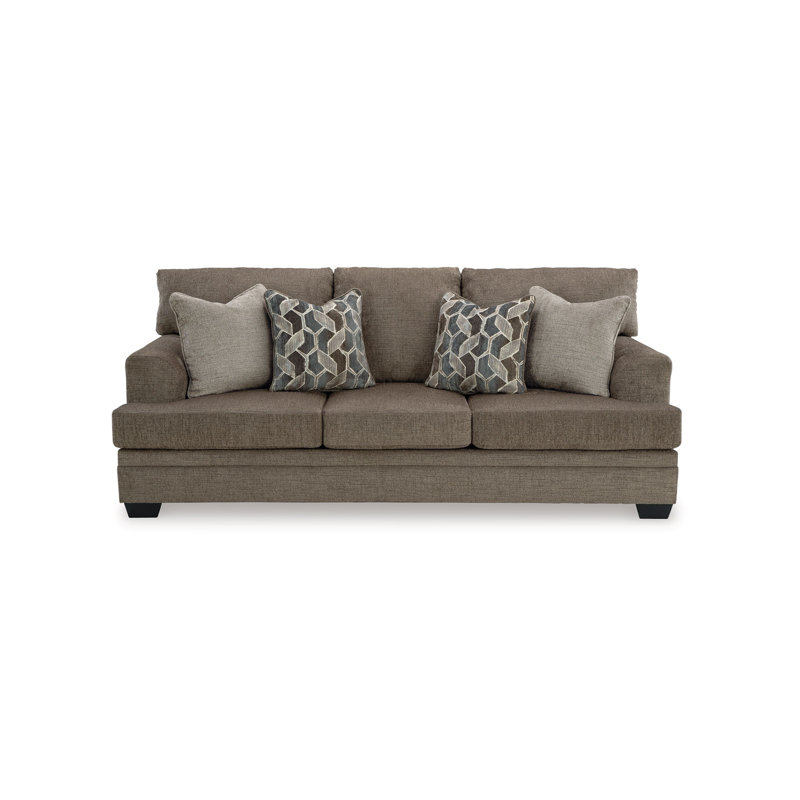 Grand canapé-lit Ead, 4 coussins décoratifs, polyester muscade, Brun