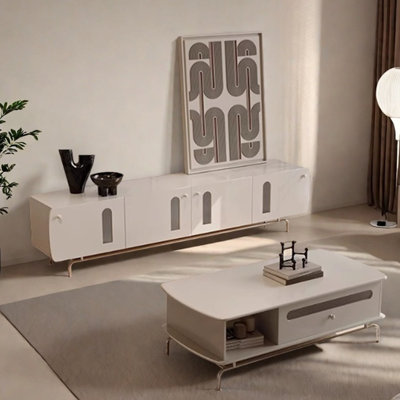 Combinaison meuble télé de style crème avec table basse