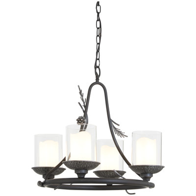 4 - Light Dimmable Wagon Wheel Chandelier