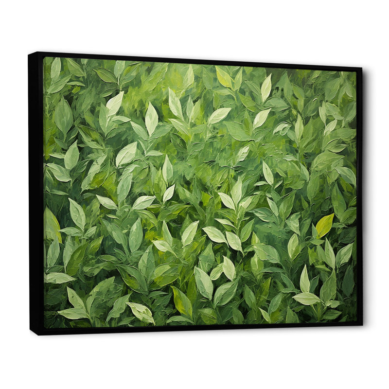 Herbes, origan, teintes 4 - Art floral, Cadre flottant noir, H 34 po x l 44 po x P 1,5 po