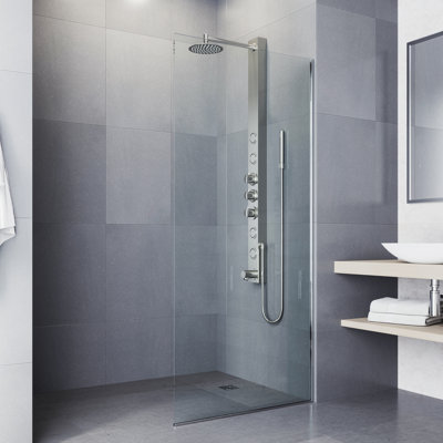 Bowery 58" H X 4" W 4-Jet Shower System &Tub Filler with Hand Shower Wand and Adjustable Shower Head