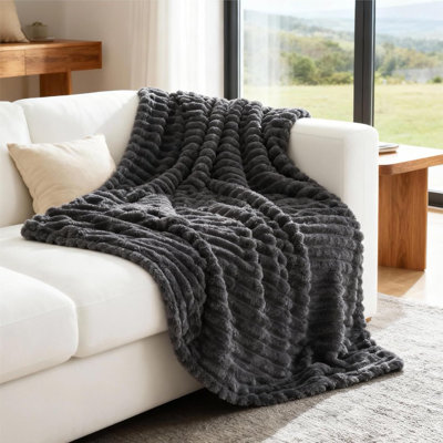 Léger à rayures - jeté en molleton doux de 300 g / m², couverture à rayures décorative et cadeau pour canapé, lit, canapé et salle de climatisation.