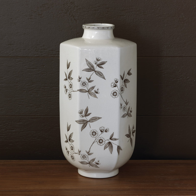 Temba Table Vase, White/Brown