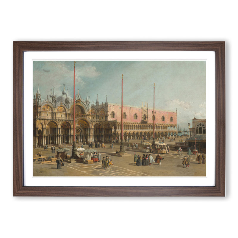 The Square of Saint Mark by Giovanni Canaletto - Picture Frame Painting, 27cm H x 36cm W x 2cm D, Walnut Framed