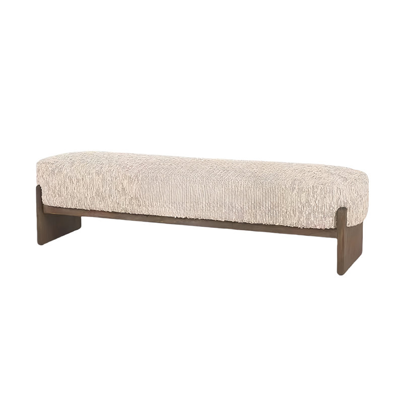 Banc rembourré en chenille Stoyian, H 16,53 po x l 70,86 po x P 17,71 po