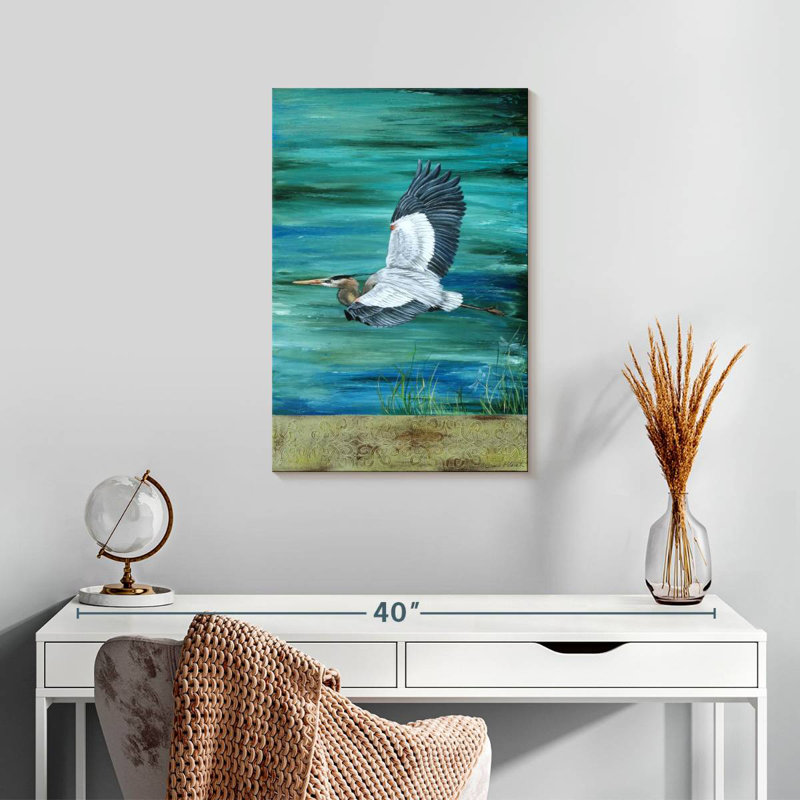 Brampt Great Blue Heron Flying, 24" H x 16" W