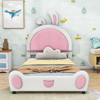 Lit plateforme simple tapissier avec tête de lit mignonne