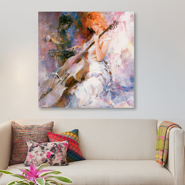 «Musical Moments», reproduction sur toile, H 37 po x l 37 po x P 1,5 po, Pas de tapis, Toile tendue