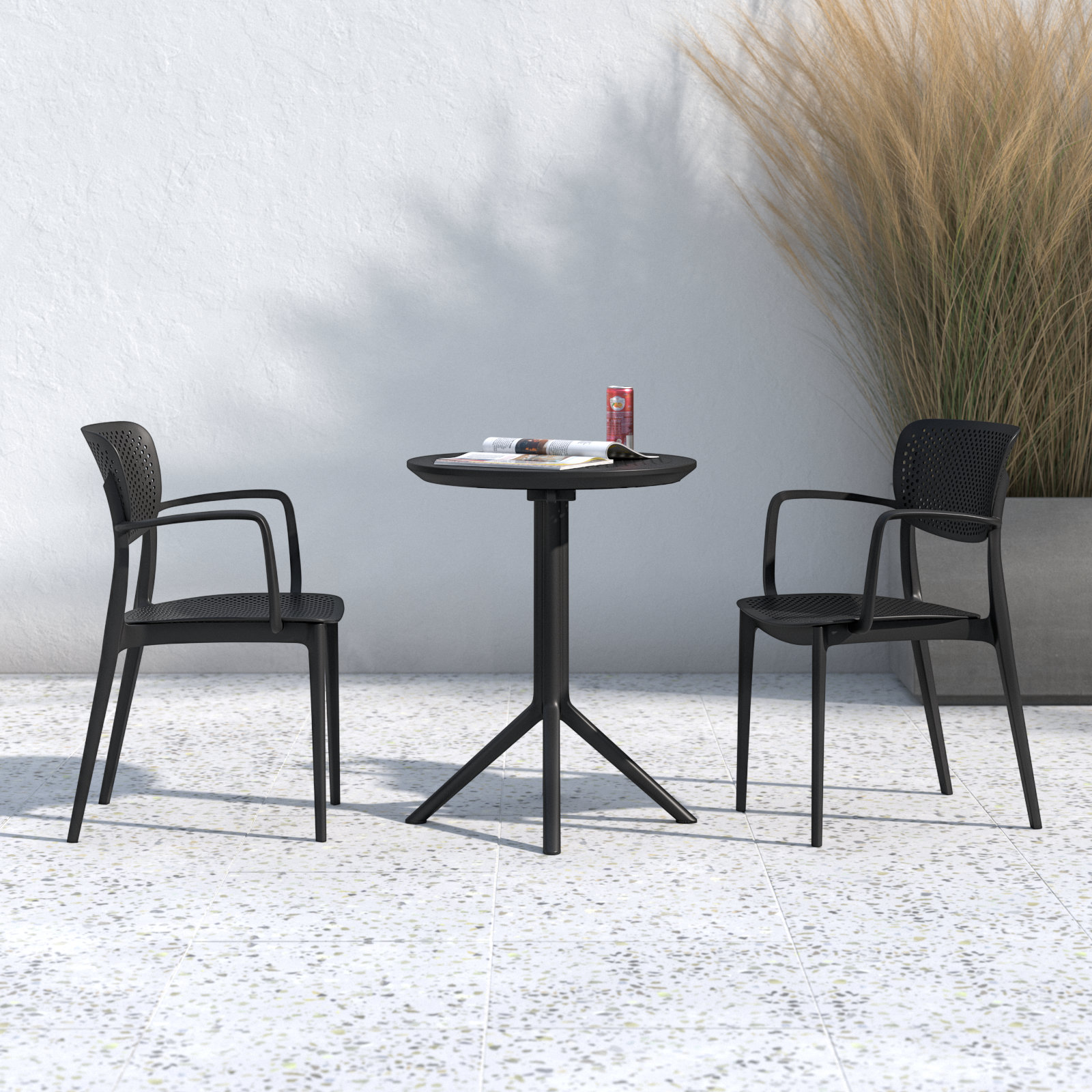 Farrah 24" Patio Bistro Set, Black