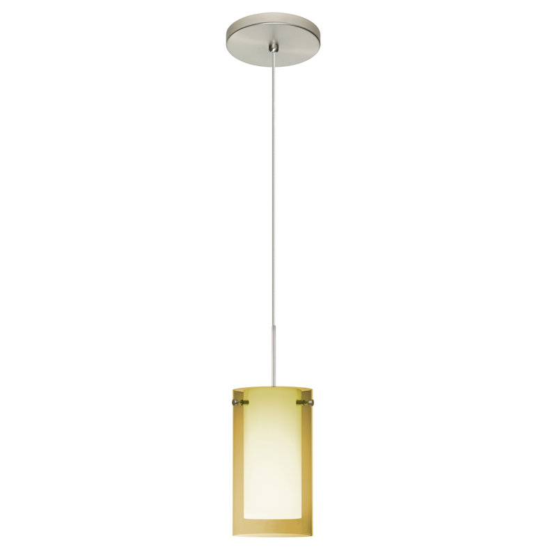 Luminaire suspendu à cylindre simple 1 lumières Morena, Fumée, Nickel satiné